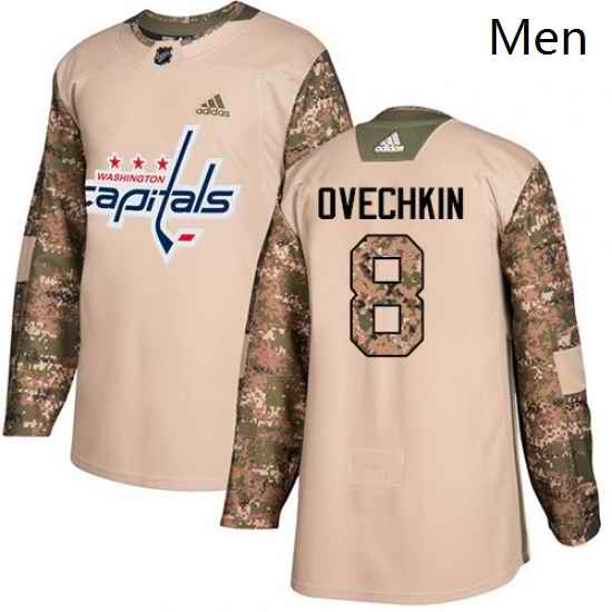 Mens Adidas Washington Capitals 8 Alex Ovechkin Authentic Camo Veterans Day Practice NHL Jersey